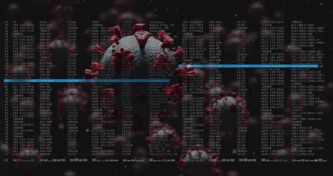 Virus Particle Floating Amidst Data Panels in Digital Analysis