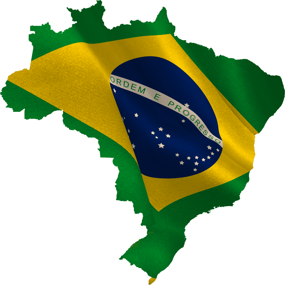 Transparent Brazil Map with Dynamic Brazilian Flag Overlay