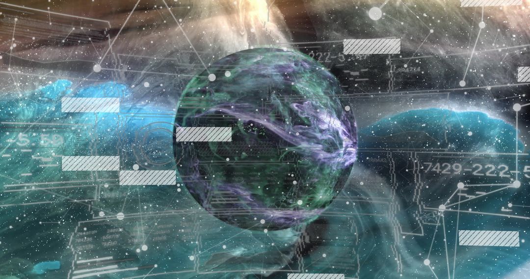 Spinning Planet with Futuristic Cosmic Interface and Data