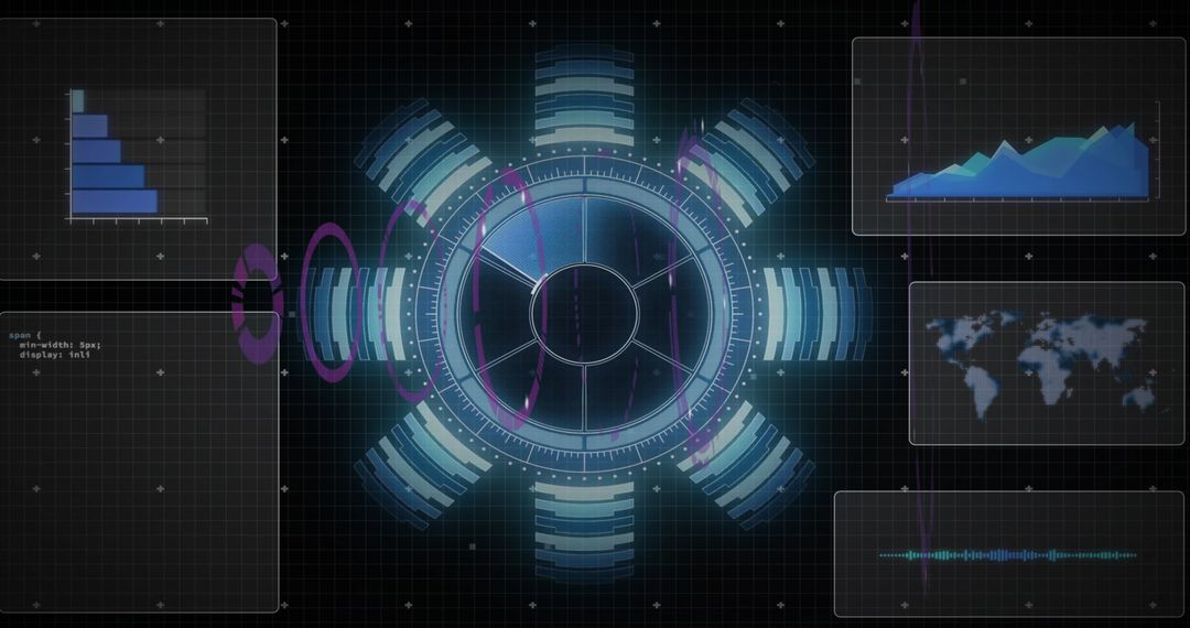 Futuristic Data Processing Visualization on Black Background