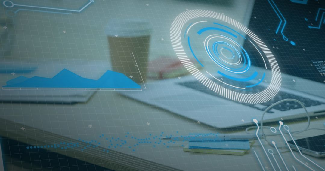 Digital Interfaces and Data Visualization on Laptop