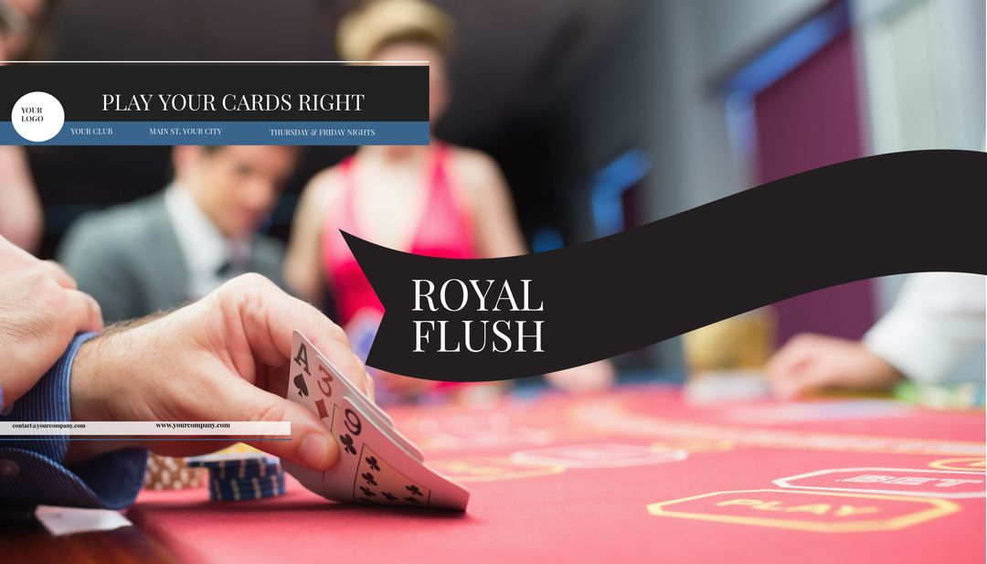 Casino Event Poker Night Invitation Template with Royal Flush Theme - Download Free Stock Templates Pikwizard.com