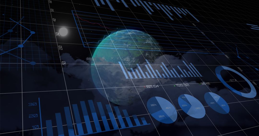 Futuristic Data Visualization Over Earth's Horizon