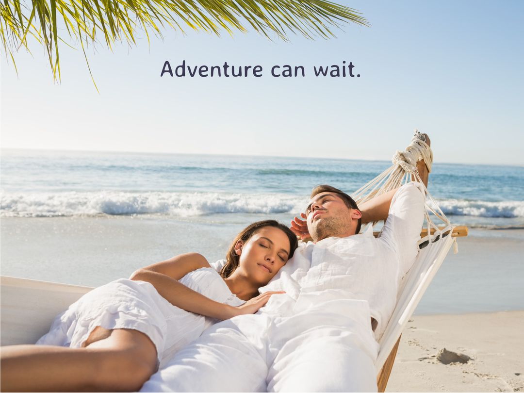 Couple Relaxing in Hammock by Sea Representing Tranquility