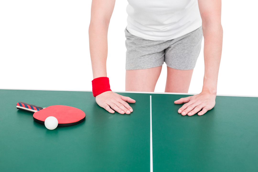 Female Athlete Playing Table Tennis with Red Racket and Wristband - Transparent Background - Download Free Stock Images Pikwizard.com