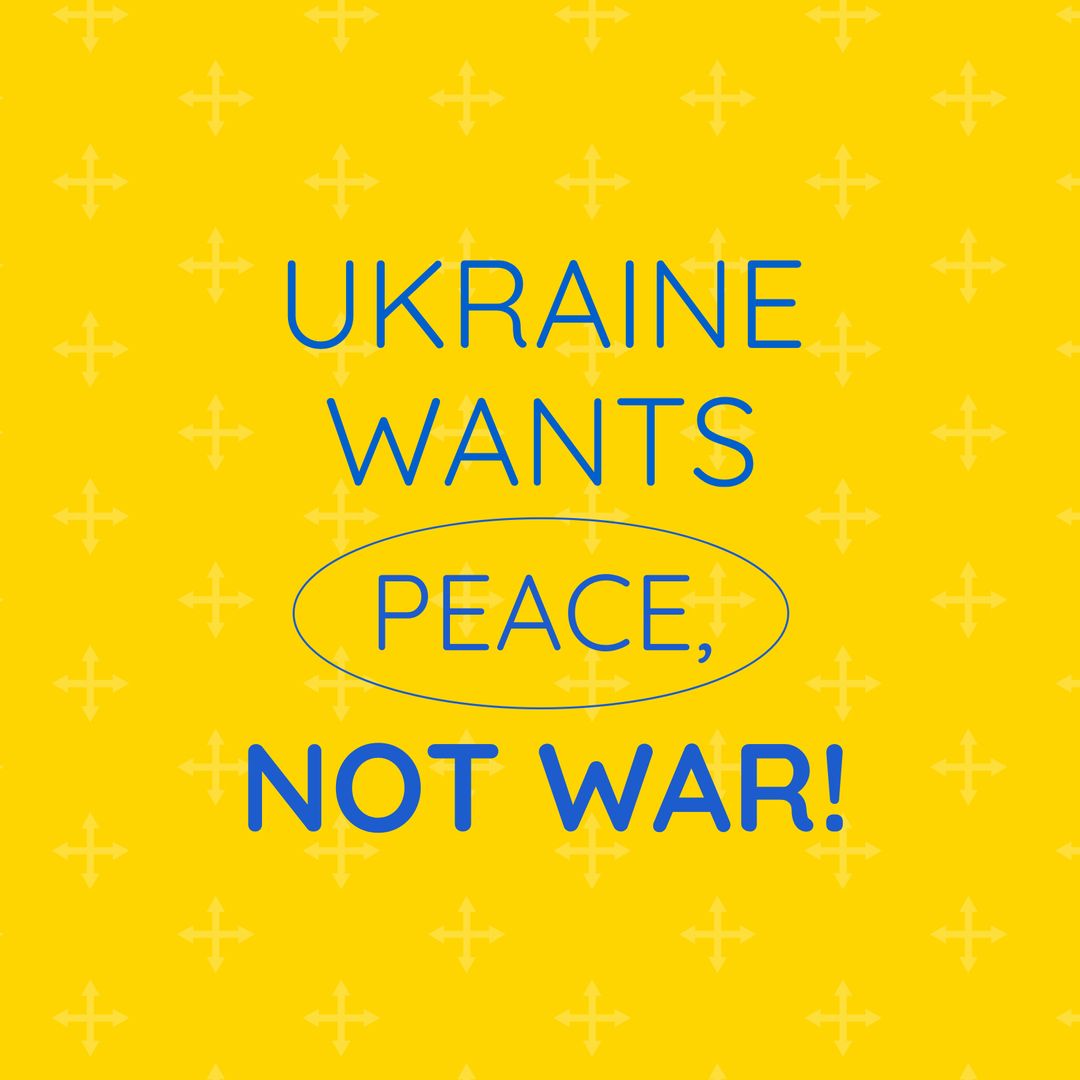 Ukraine Peace Message on Vibrant Yellow Background
