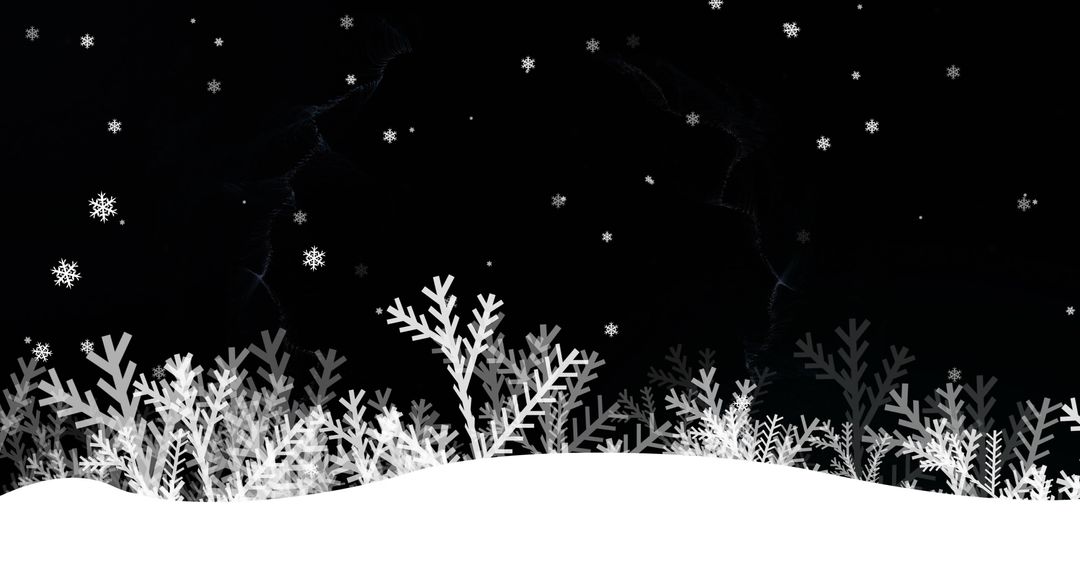 Elegant Winter Landscape with Snowflakes and Trees on Black Background - Free Images, Stock Photos and Pictures on Pikwizard.com