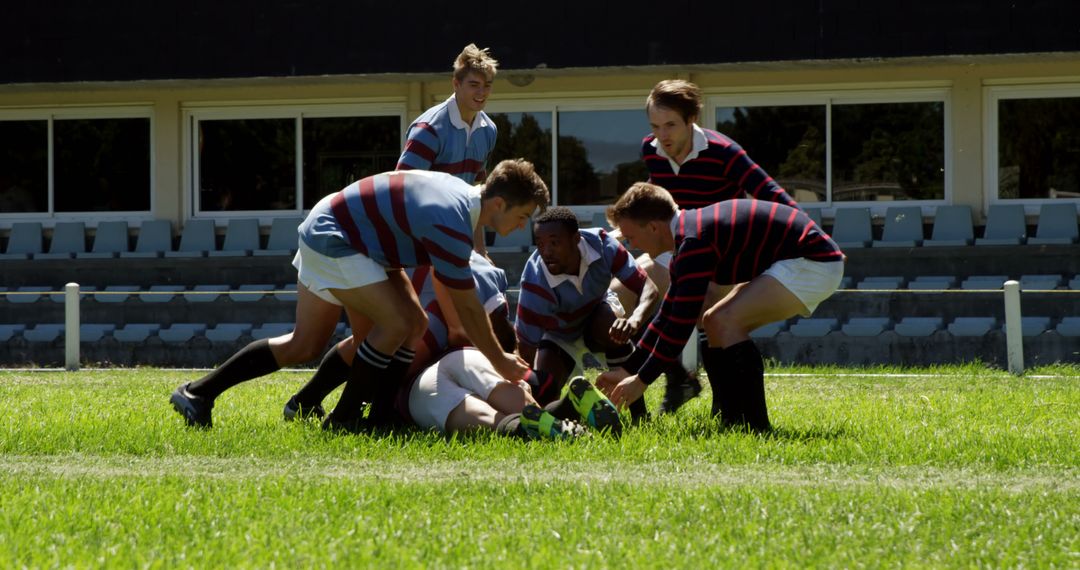 Group of Rugby Players in Action on Field - Free Images, Stock Photos and Pictures on Pikwizard.com