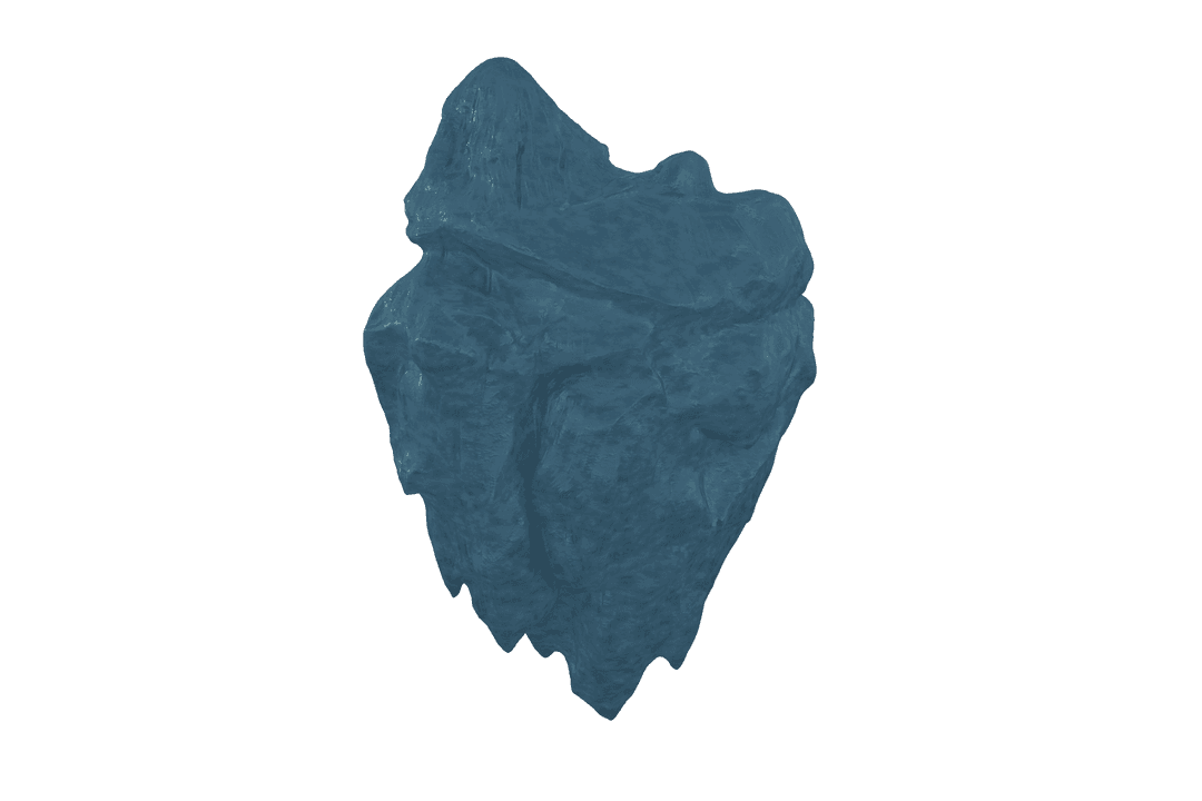 Abstract Blue Rock Formation on Transparent Background