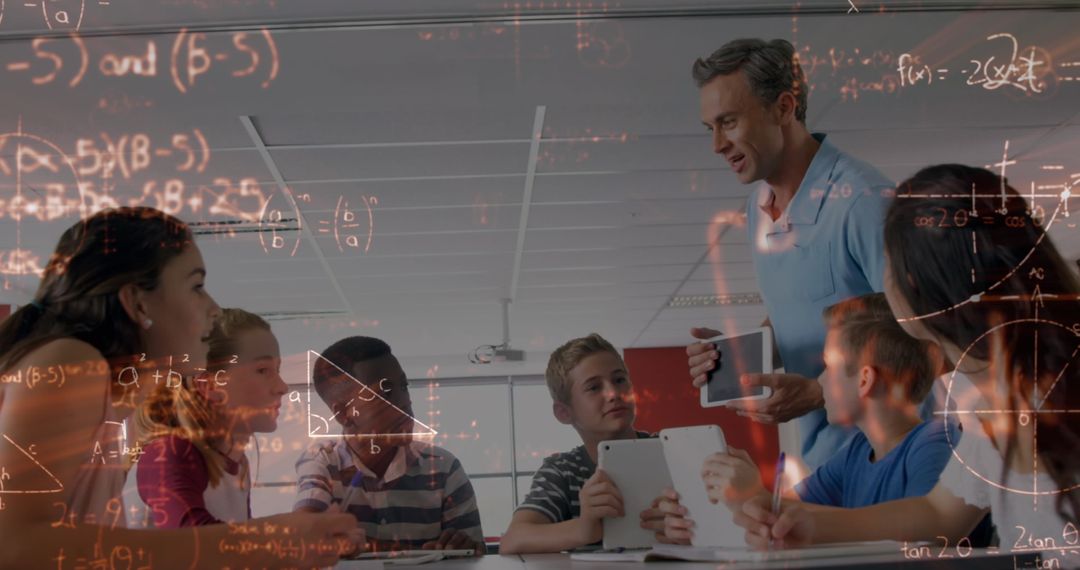 Innovative Classroom with Digital Learning and Math Formulas