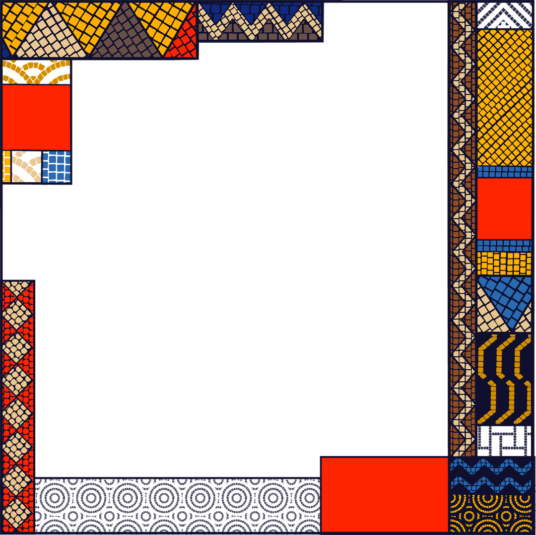 Transparent Mosaic Tile Border Pattern with Teal Center