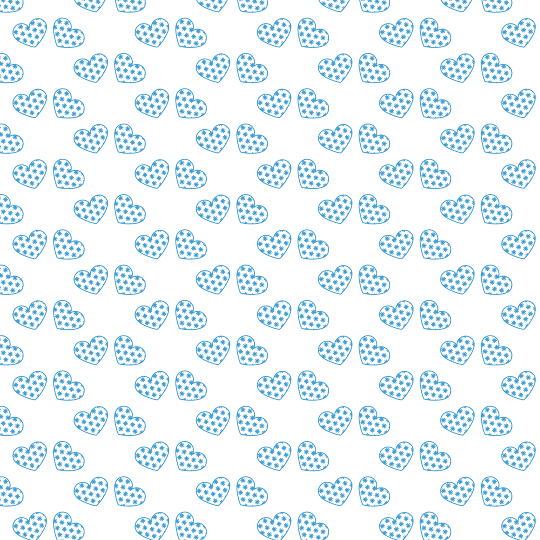 Seamless Pattern of Blue Hearts on Transparent Background