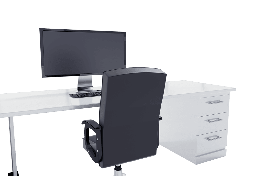 Sleek Office Desk Set with Transparent Background