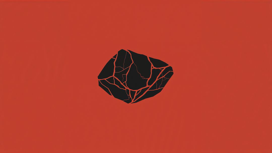 Mystic Floating Black Gemstone with Vibrant Red Fissures