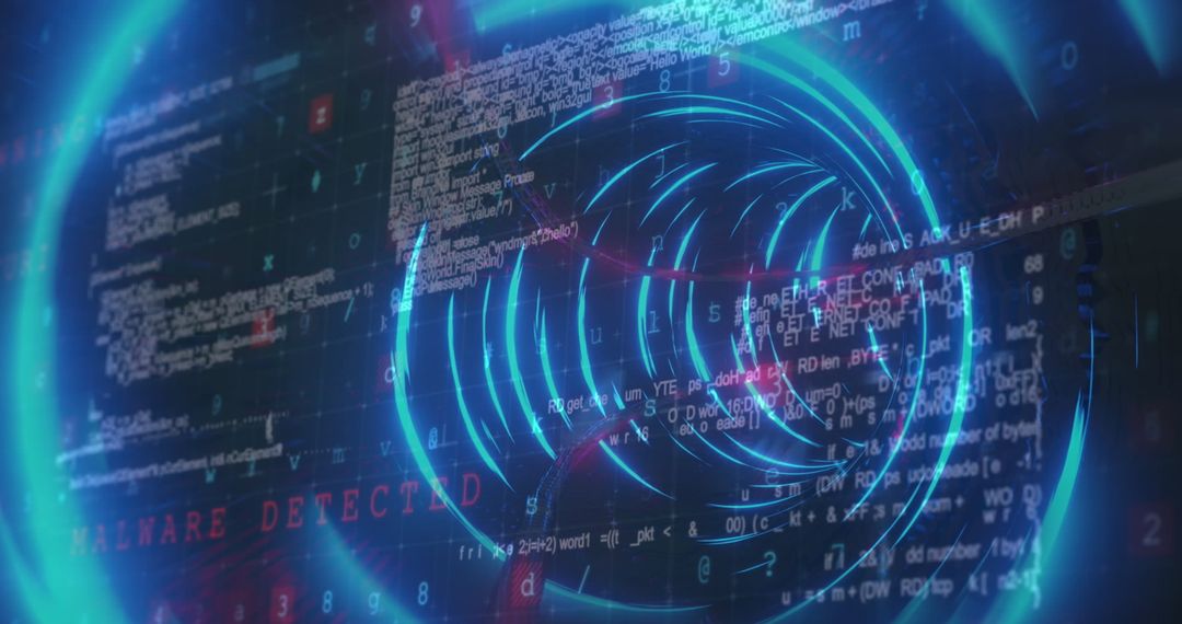 Abstract Cybersecurity Tech Background with Dynamic Light Trails