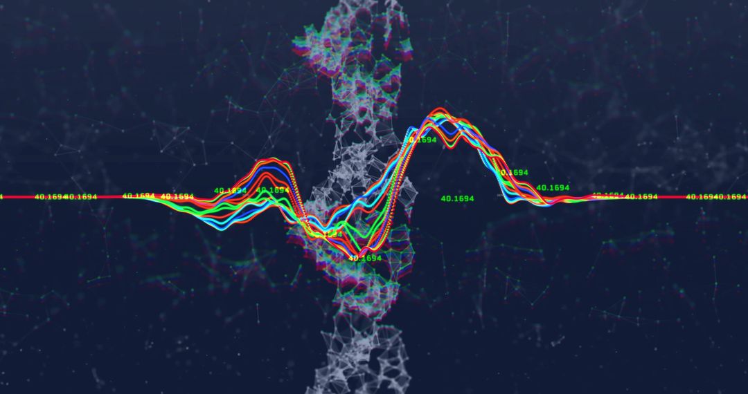 Abstract Data Visualization with Colorful Waveforms and Digital Network