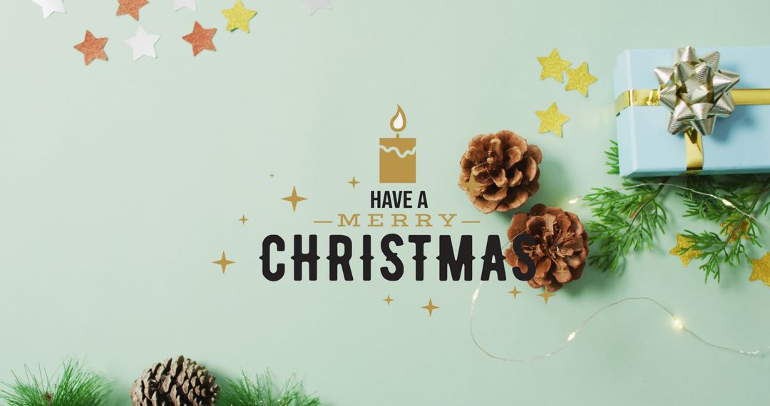 Festive Christmas Wishes with Decorative Elements on Pastel Green