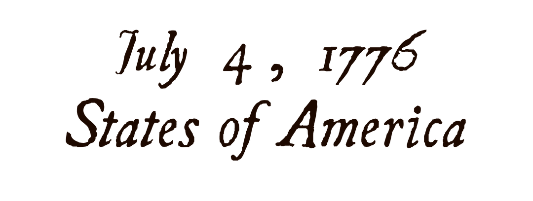 July 4, 1776 States Document Text on Transparent Background