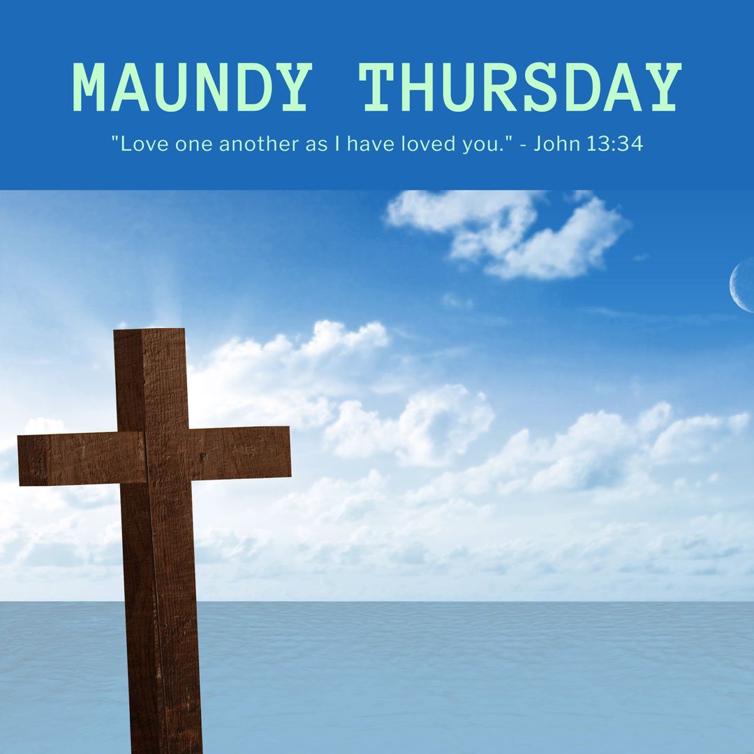 Maundy Thursday Cross Over Peaceful Sea and Sky