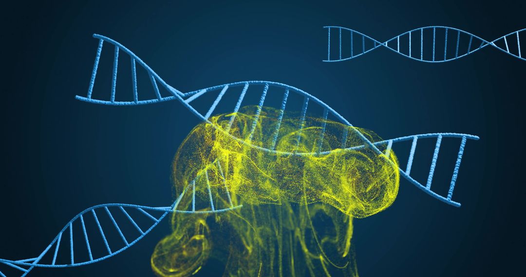 DNA Strand and Brain Concept with Biotechnological Visualization