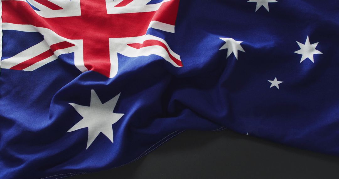 Close-up View of a Crumpled Australian Flag