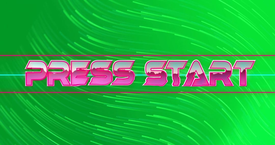 Futuristic Press Start Text With Green Background