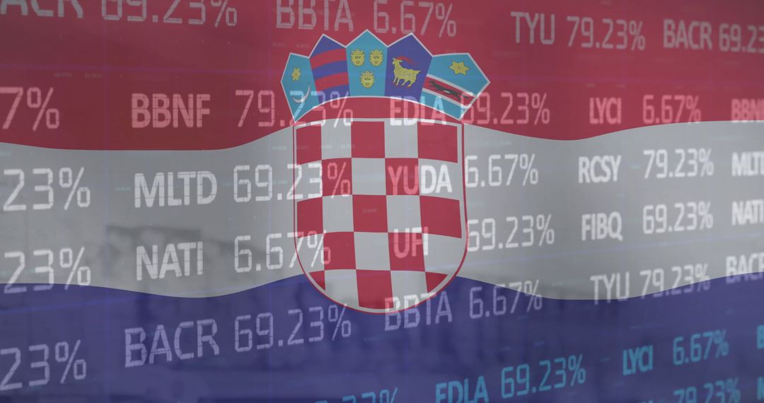 Financial Data Overlay Against Croatian Flag
