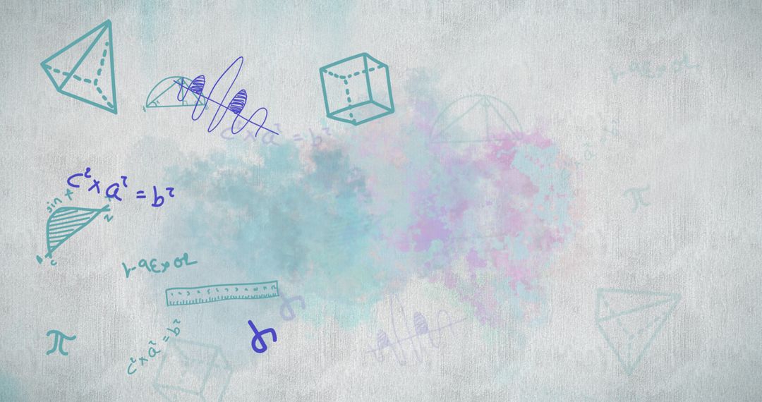 Abstract Geometric Designs with Math Equations and Shapes