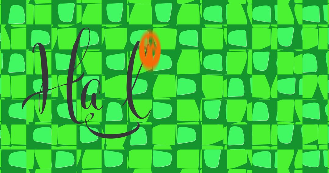 Vibrant Abstract Background with Stylized Text on Green Grid