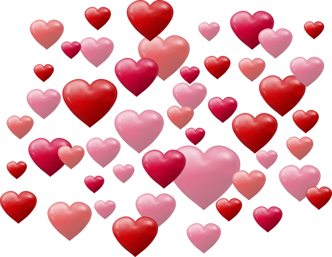 Colorful Heart Pattern on Transparent Background for Love Illustrations