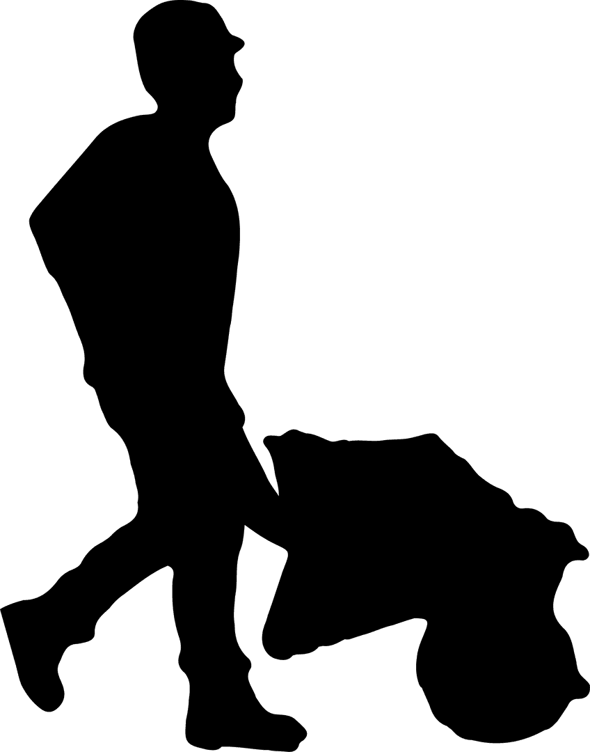 Silhouette of Man Pushing Wheelbarrow Transparent Background