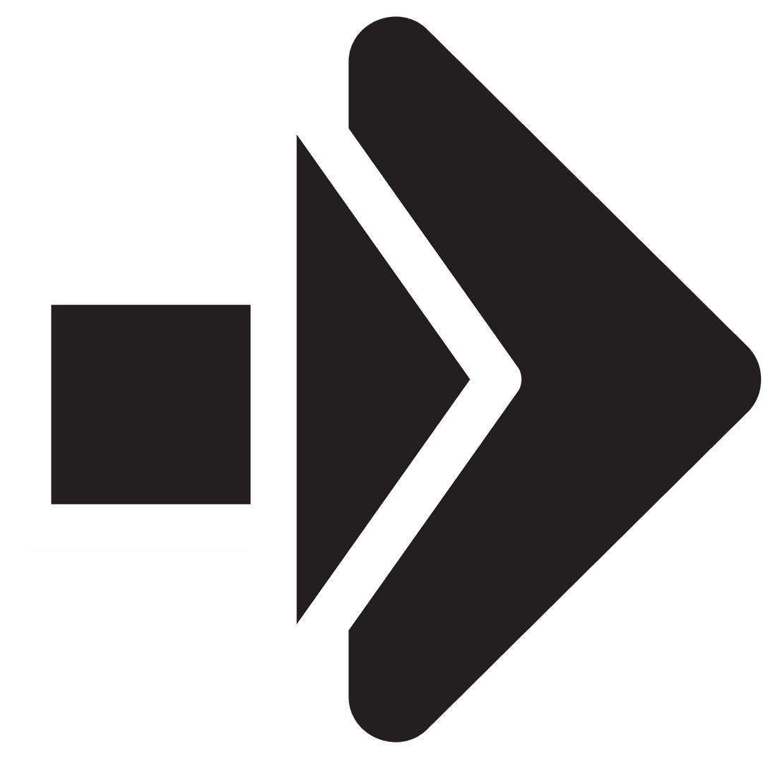 Black and White Arrow Icon on Transparent Background