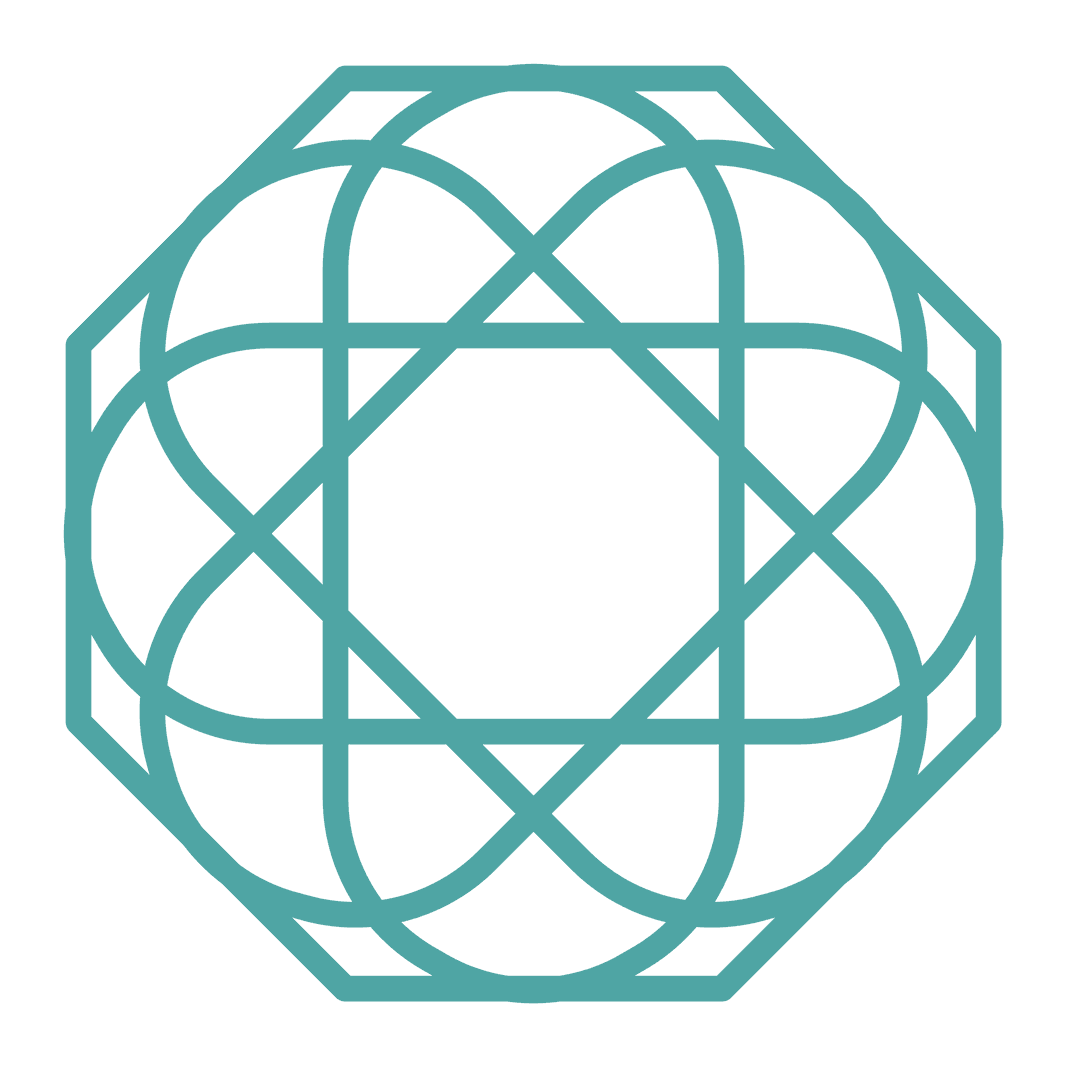 Abstract Pattern of Green Interwoven Shapes on Transparent Background