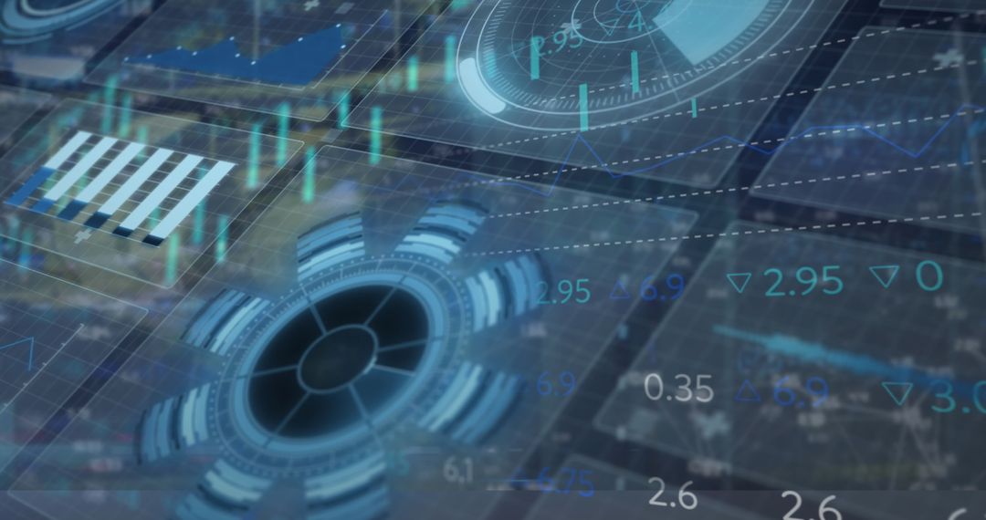 Futuristic Holographic Interface Displaying Data Visualizations