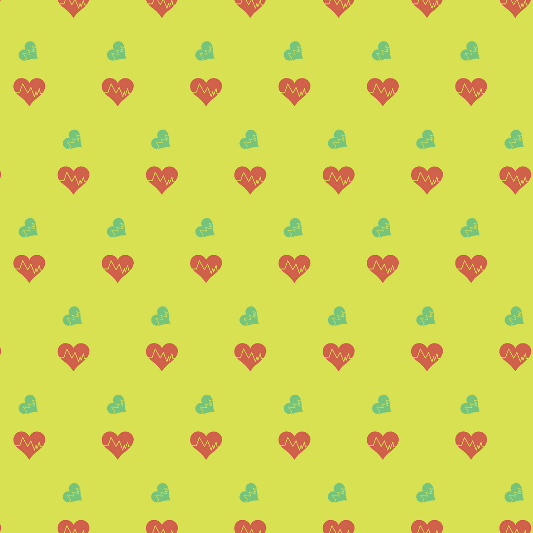 Transparent Green Heart Pattern With EKG Line