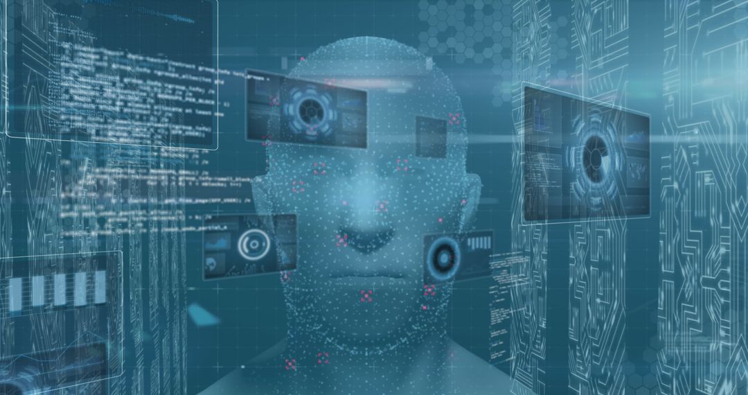 Futuristic Digital Data Processing and Artificial Intelligence Visualization