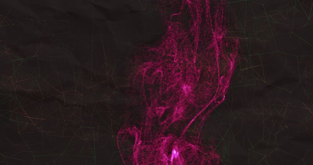 Rising Magenta Particle Stream in Dark Geometric Environment
