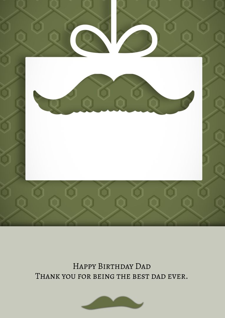 Happy Birthday Dad Greeting Card with Mustache Design on Green Background - Download Free Stock Templates Pikwizard.com