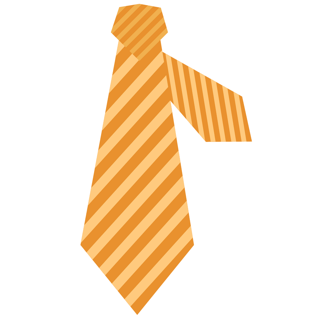 Stylish Orange Striped Tie Vector on Transparent Background