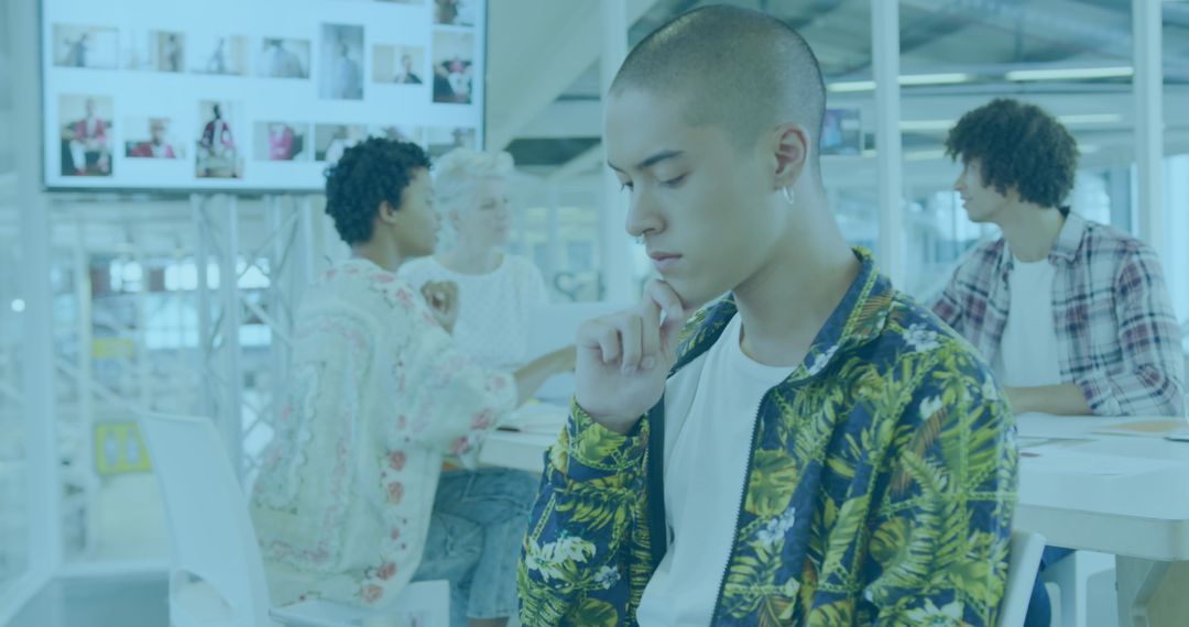 Business Professionals Processing Data in Modern Office Setting