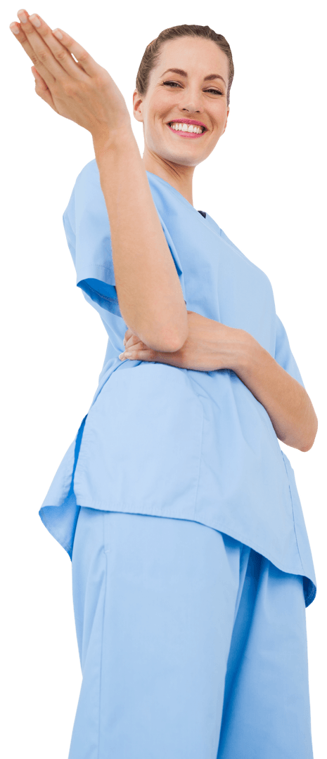 Happy Caucasian Nurse Smiling on Transparent Background