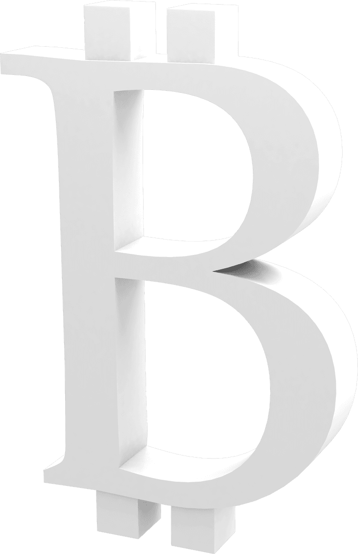 White Bitcoin Symbol on Transparent Background for Digital Financial Concepts