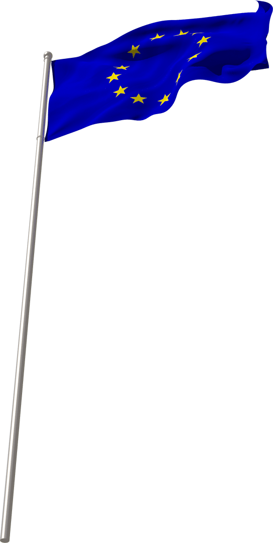 European Union Flag on Flagpole Transparent Background