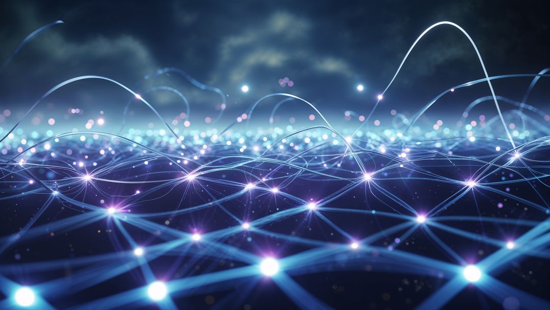 Futuristic Network with Glowing Nodes in Cyberspace