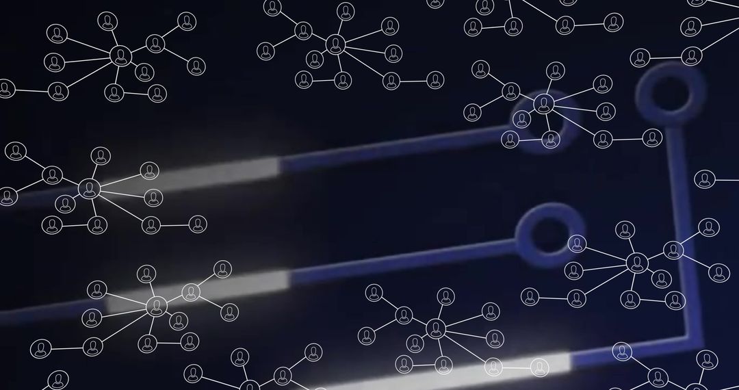 Futuristic Digital Network Map with Connected Circular Nodes
