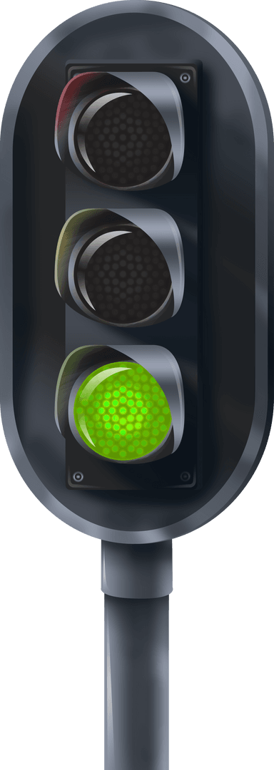 Transparent traffic light showing green go signal