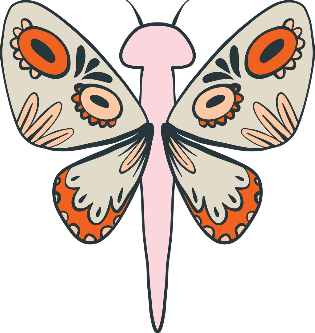 Colorful Transparent Butterfly Illustration with Grey and Orange Pattern - Download Free Stock Images Pikwizard.com