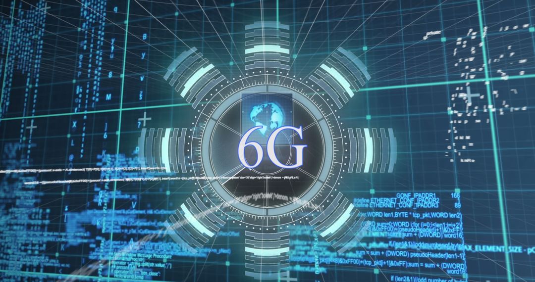 Futuristic 6G Network Concept with Digital Data Streams