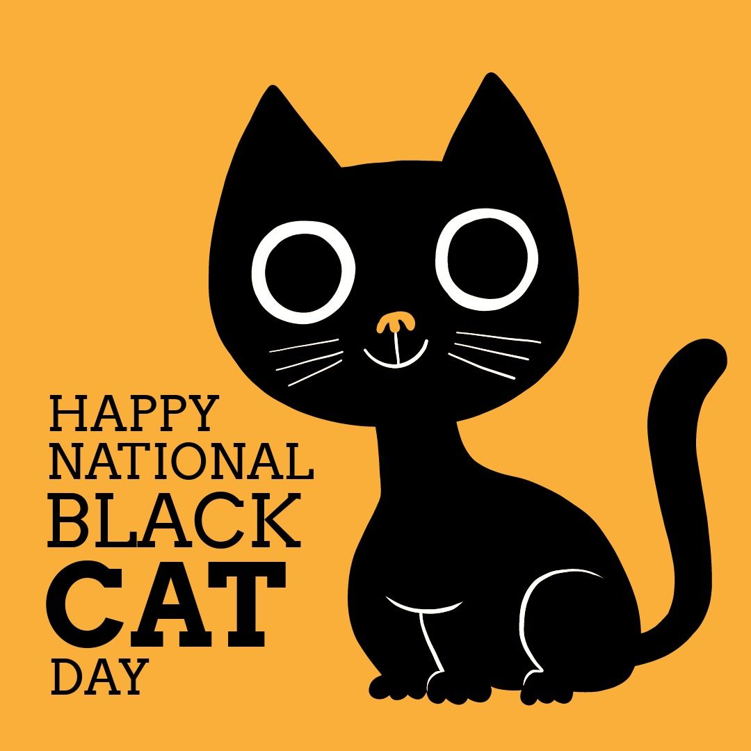 National Black Cat Day Illustration on Yellow Background - Download Free Stock Templates Pikwizard.com