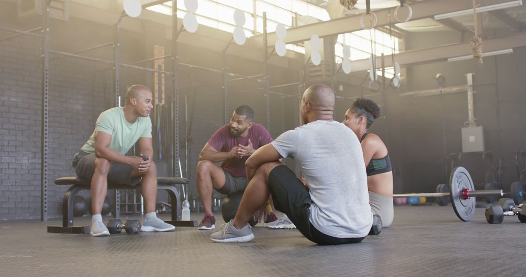 Group of Athletes Resting and Talking in Gym - Free Images, Stock Photos and Pictures on Pikwizard.com